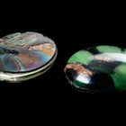 Vintage 8mm x 10mm Green/Black Oval Foil Cabochon #XS132-A