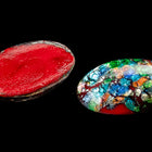 Vintage 18mm x 25mm Red Confetti Oval Cabochon #XS132-G
