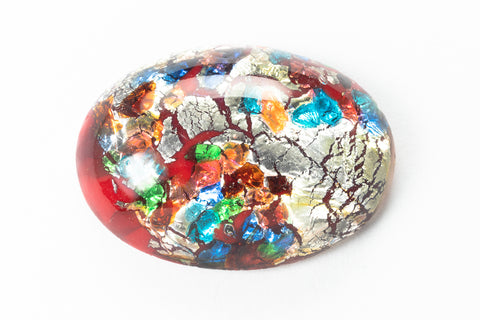 Vintage 18mm x 25mm Red Confetti Oval Cabochon #XS132-G