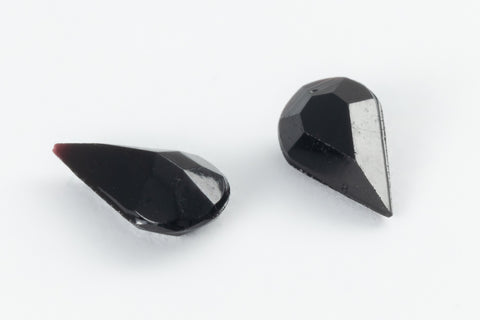 Vintage 5mm x 8.5mm Black Faceted Teardrop Point Back (2 Pcs) #XS178-A