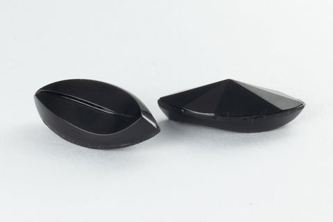 Vintage 7mm x 15mm Black Leaf Point Back #XS178-C