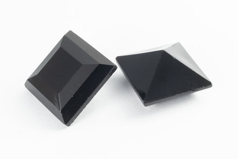 Vintage 12mm Opaque Black Square Point Back Fancy Stone #XS178-E