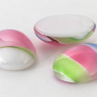 Vintage 13mm x 18mm Pink/Green/Blue Stripe Oval Cabochon #XS18-F