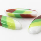 Vintage 10mm x 26mm White/Green/Brown Stripe Oval Cabochon #XS18-G-1