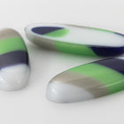 Vintage 10mm x 26mm Gray/Green/Blue Stripe Oval Cabochon #XS18-G-2