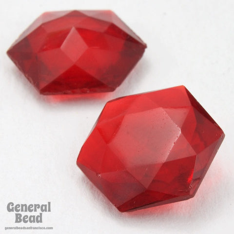 15mm Transparent Ruby Hexagon Doublet #XS180-G-General Bead