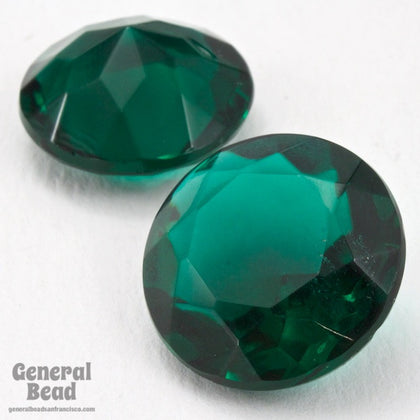 20mm Transparent Emerald Round Faceted Cabochon #XS180-H-General Bead