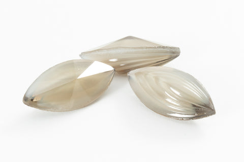 Vintage 7mm x 15mm Light Gray Art Deco Navette Point Back #XS184-A-1