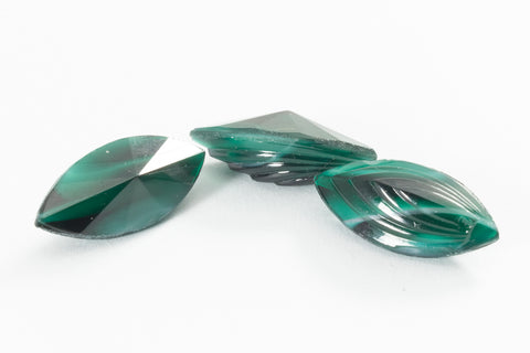 Vintage 7mm x 15mm Green /Black Art Deco Navette Point Back #XS184-A-3