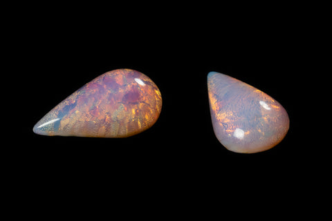 Vintage 5.5mm x 10mm Opal Pink Teardrop Foil Cabochon #XS185-C