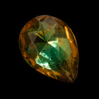 Vintage 10mm x 14mm Topaz/Green Faceted Teardrop Point Back #XS189-D