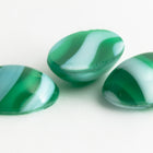 Vintage 10mm x 14mm White/Green Stripe Oval Cabochon #XS19-C-4