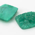Vintage 20mm x 25mm Jade Green Carved Bird Rectangle Cabochon #XS20-F