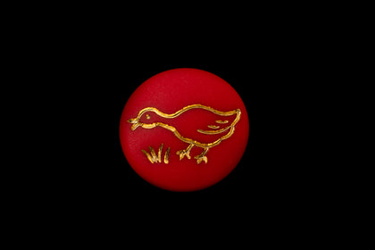 Vintage 14mm Red/Gold Duck Cabochon #XS22-E-1