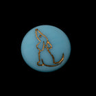 Vintage 14mm Baby Blue/Gold Dog Cabochon #XS22-F-1