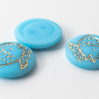 Vintage 14mm Baby Blue/Gold Chick Cabochon #XS22-F-2