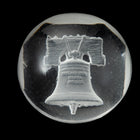Vintage 20mm Clear Etched Glass Liberty Bell Round Cabochon #XS23-G