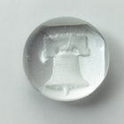 Vintage 20mm Clear Etched Glass Liberty Bell Round Cabochon #XS23-G