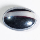 Vintage 13mm x 18mm Hematite/White Stripe Oval Cabochon #XS28-H-1