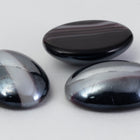 Vintage 13mm x 18mm Hematite/White Stripe Oval Cabochon #XS28-H-1