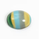 Vintage 8mm x 10mm Green/Yellow/Blue/Gray Stripe Oval Cabochon #XS29-B