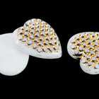Vintage 15mm x 14mm Gold on White Heart Cabochon #XS3-F
