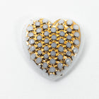 Vintage 15mm x 14mm Gold on White Heart Cabochon #XS3-F
