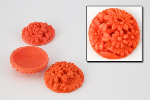 20mm Coral Glass Floral Cabochon #XS30-J-General Bead