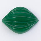 Vintage 13mm x 17.5mm Emerald Ribbed Navette Cabochon #XS33-C