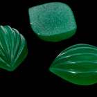 Vintage 13mm x 17.5mm Emerald Ribbed Navette Cabochon #XS33-C
