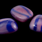 Vintage 7mm x 9mm Pink/Blue Stripe Rectangle Cabochon #XS36-C