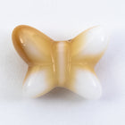 Vintage 14mm x 19mm White/Caramel Glass Butterfly #XS37-E-2