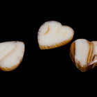 Vintage 8mm x 9mm Beige Marbled Heart Cabochon #XS42-D