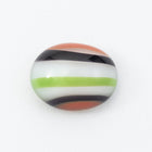 Vintage 8mm x 10mm Black/White/Green/Orange Stripe Oval Cabochon #XS43-G
