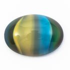 Vintage 13mm x 18mm Green/Yellow/Blue/Gray Stripe Oval Cabochon #XS43-H