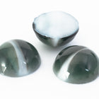 Vintage 11mm White Striped Dark Green Round Cabochon #XS44-B