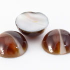 Vintage 11mm White Striped Brown Round Cabochon #XS44-C
