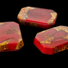 Vintage 13mm x 18mm Opaque Red/Gold Foil Octagon Cabochon #XS45-A