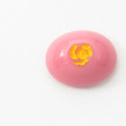 Vintage 8mm x 10mm Pink Oval Cabochon with Yellow Flower (2 Pcs) #XS46-C-5