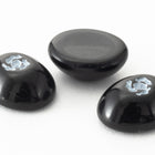 Vintage 8mm x 10mm Black Oval Cabochon with White Flower (2 Pcs) #XS46-C-7