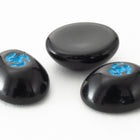 Vintage 8mm x 10mm Black Oval Cabochon with Blue Flower (2 Pcs) #XS46-C-8