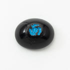 Vintage 8mm x 10mm Black Oval Cabochon with Blue Flower (2 Pcs) #XS46-C-8