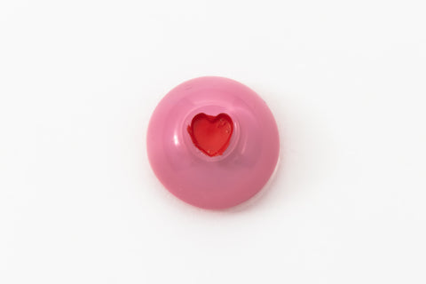 Vintage 9.5mm Pink Oval Cabochon with Red Heart #XS46-D