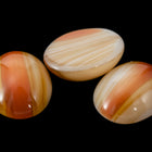 Vintage 8mm x 10mm Terracotta/Ochre Stripe Oval Cabochon #XS47-E