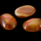 Vintage 10mm x 14mm Terracotta/Ochre Stripe Oval Cabochon #XS47-F