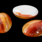 Vintage 13mm x 18mm Copper Flecked Terracotta/Ochre Stripe Oval Cabochon #XS47-H