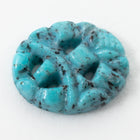 Vintage 8mm x 10mm Blue Carved Flower Oval Cabochon #XS5-D Lg