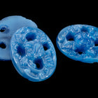 Vintage 14mm x 18.5mm Blue Carved Flower Oval Cabochon #XS5-E