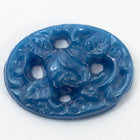 Vintage 14mm x 18.5mm Blue Carved Flower Oval Cabochon #XS5-E