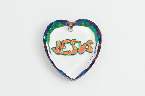 Vintage 20mm Crystal/Vitrail Medium Jesus Heart Pendant #XS50-F
